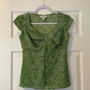 Loft green and white blouse.